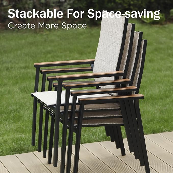 PHI VILLA 9PCS Outdoor Table and Chairs Set, Outdoor Furniture, Stackable - Image 2
