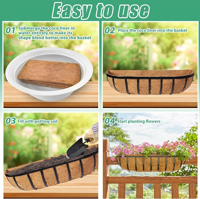 Y&M 30" Coco Liner for Window Box Deck Basket Planter Trough Coconut Fiber - Image 4