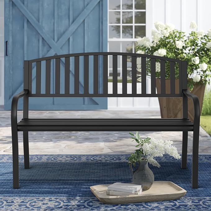 Outdoor Bench Garden Bench, Weatherproof Anti-Rust Heavy-Duty Outside Benches - Image 8