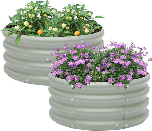 2-Pack 2x1ft Galvanized Raised Garden Bed, Outdoor Planter Bed, Metal Planter by Besebay