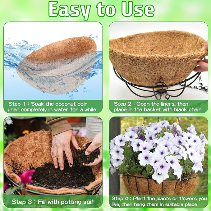 ZeeDix 3 Pack 14 Inch Hanging Baskets - Image 3