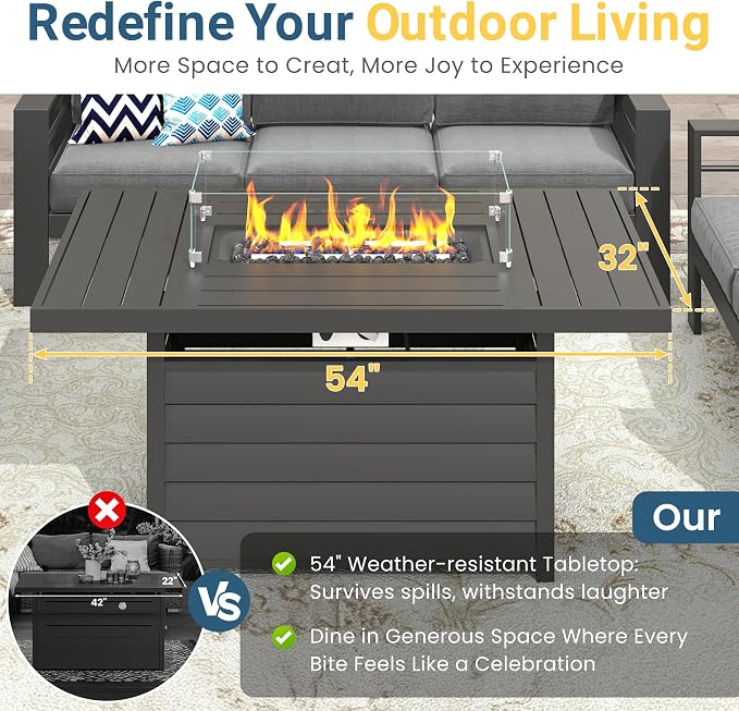 Wisteria Lane 7 Seats Aluminum Outdoor Patio Furniture Set - Image 3