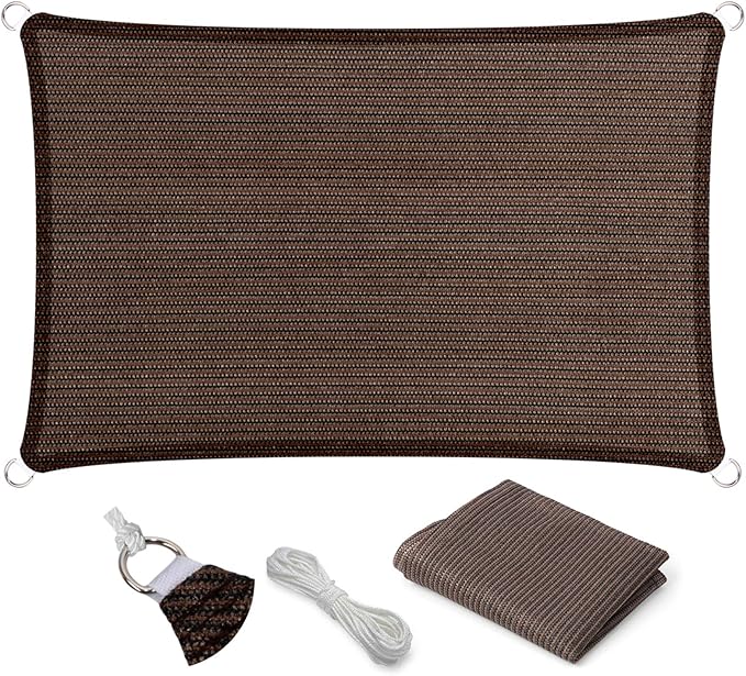 Eden's Decor Straight Flat-Edged Sun Shade Sail Rectangular 9' x 21' Brown by EdensDecorInc