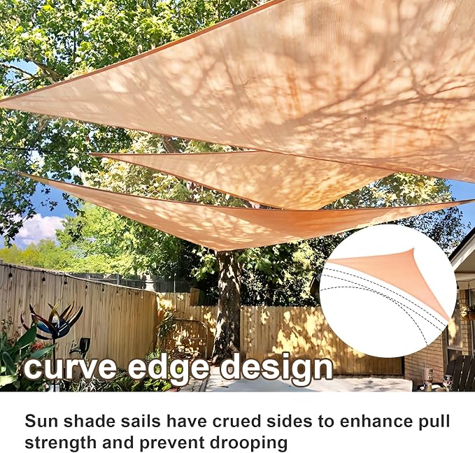 SUNLAX Sun Shade Sail 15' x 15' x 15' Peach Fuzz Rectangle Canopy Sail Shade - Image 2