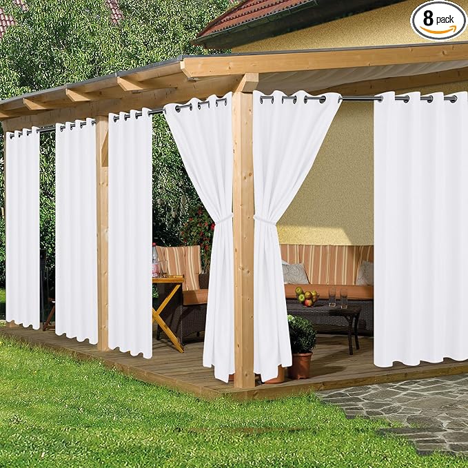 HolidayIdeas Outdoor Curtains for Patio Waterproof, 8 Panels by HolidayIdeas