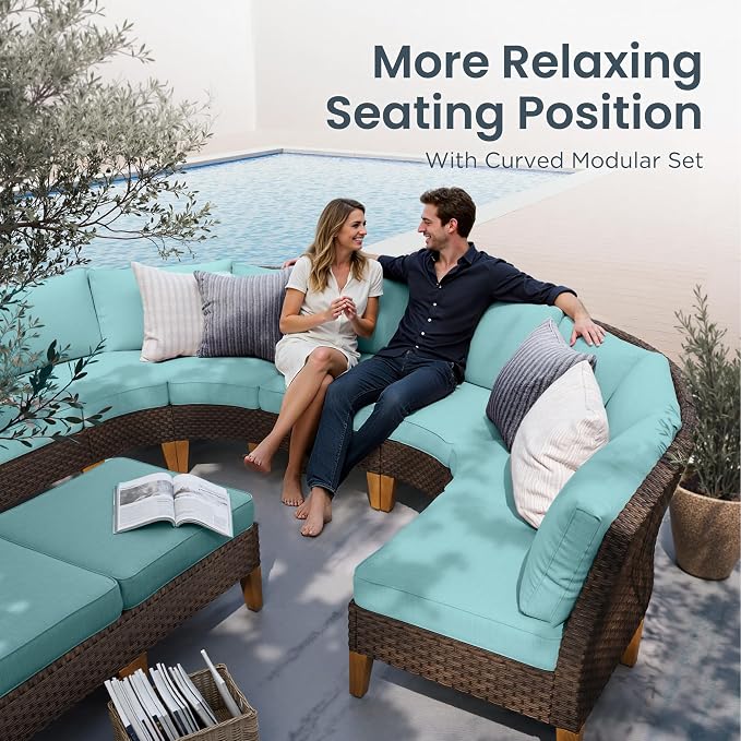 PHI VILLA 7-Piece Half Moon Patio Furniture Set - Image 3