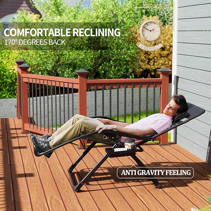 UDPATIO Oversized Zero Gravity Chair 33In XXL Patio Reclining Chair - Image 6