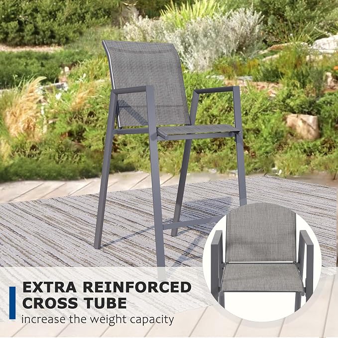 Outdoor Bar Stools Set of 4, Bar Height Chairs - Image 5