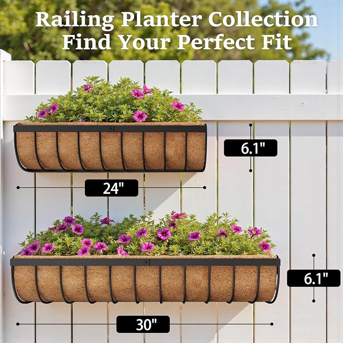 Railing Planter Boxes, 30 Inch Window Boxes Planters, Balcony Planters - Image 5