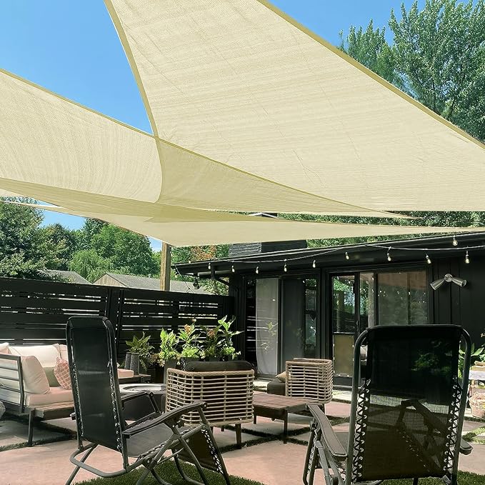 LOVE STORY Custom Size 12'x15'x19.2' Butter Cream Sun Shade Sail Right Triangle by LOVESTORY