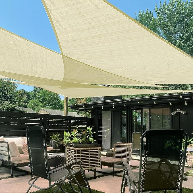 LOVE STORY Custom Size 8'x8'x11.3' Butter Cream Sun Shade Sail Right Triangle by LOVESTORY