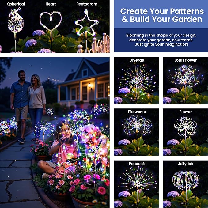 Solar Lights Outdoor, 120LED 6pack Fairy Garden Lights Decor - Image 8