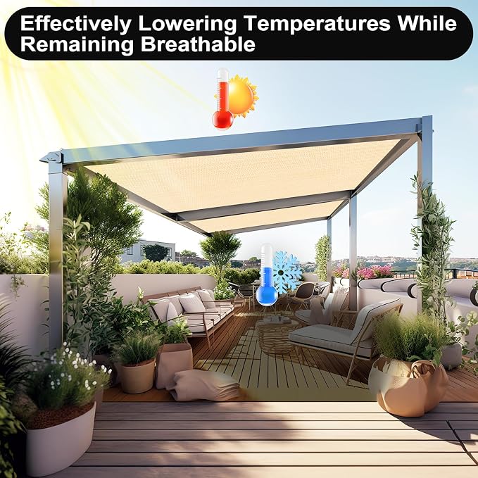 Artpuch 90% Sun Shade Cloth, 8 x 12 FT Pergola Shade Cover Canopy - Image 6