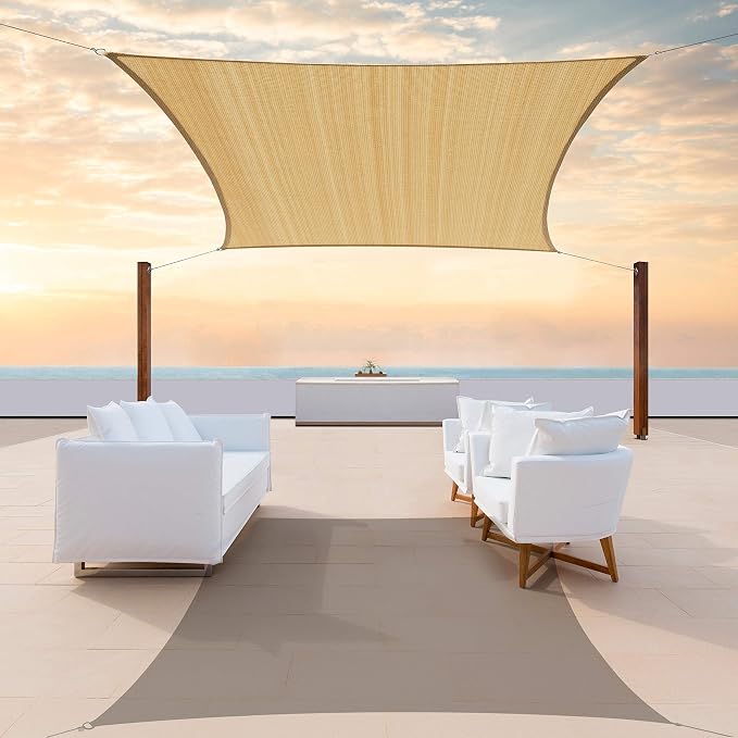 ColourTree TAPR1616 Custom Size 12' x 19' Sand Beige Sun Shade Sail Canopy UV by ColourTree