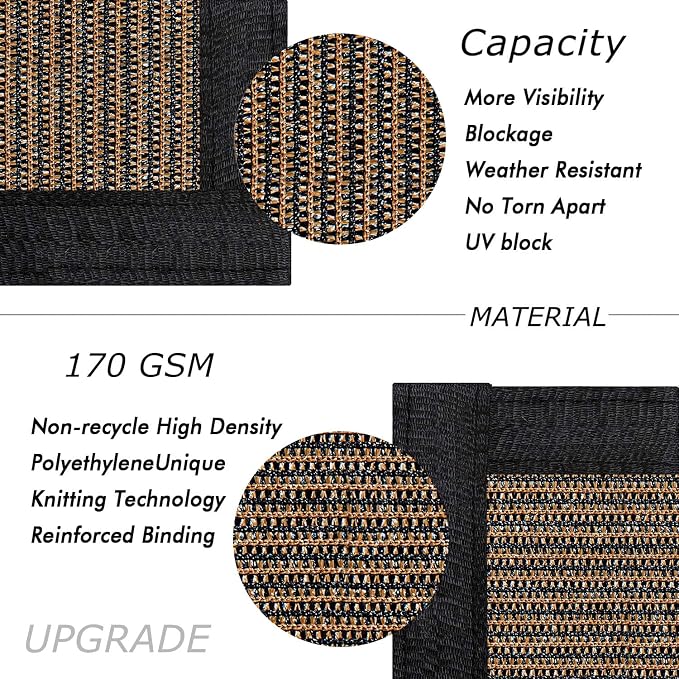 UPGRADE Privacy Fence Screen 3'x74' Brown Outdoor 90% Visibility Blockage 170 - Image 2