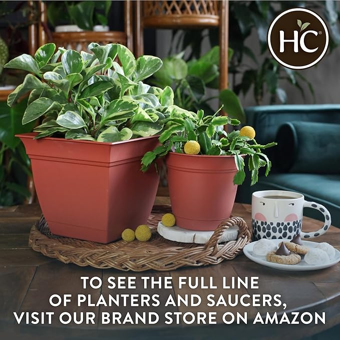 The HC Companies 12 Inch Eclipse Square Planter Pots w/Drainage Holes & - Image 8
