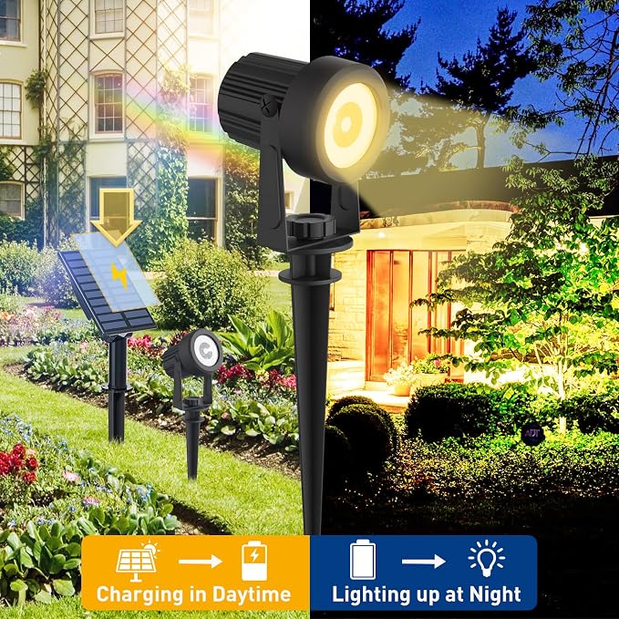 T-SUNUS Christmas Solar Landscape Spotlights 2 Pack Warm White 3000K, IP65 - Image 3