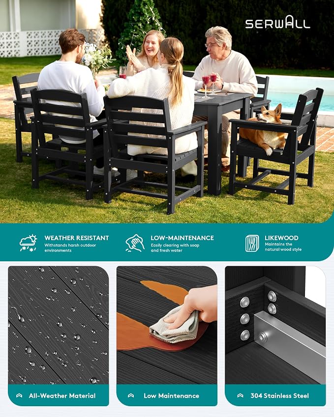 SERWALL HDPE Dining Set for 4, Outdoor Dining Sets for 4 Person - Image 5