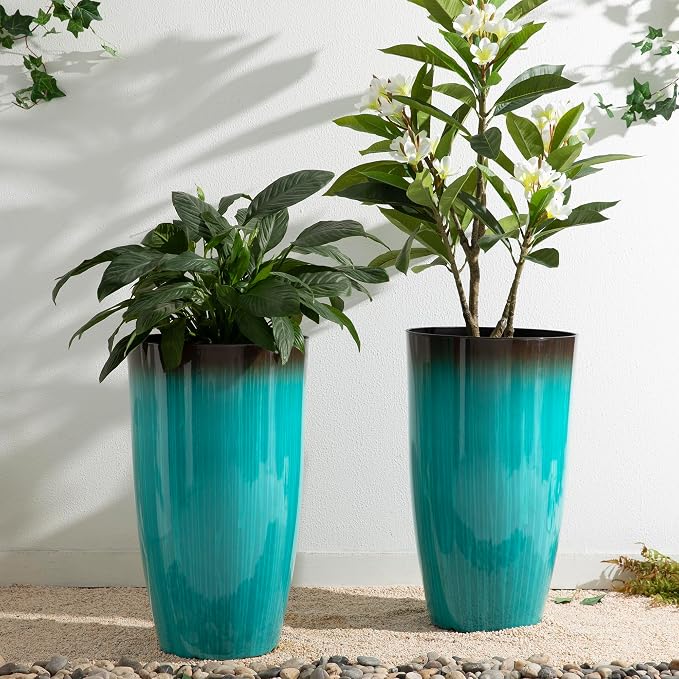 Glitzhome 23.5" H Tall Outdoor Planter, Large Flower Pots - Image 6