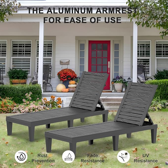 ROJIK Outdoor Chaise Lounge Chair Set of 2, - Image 6