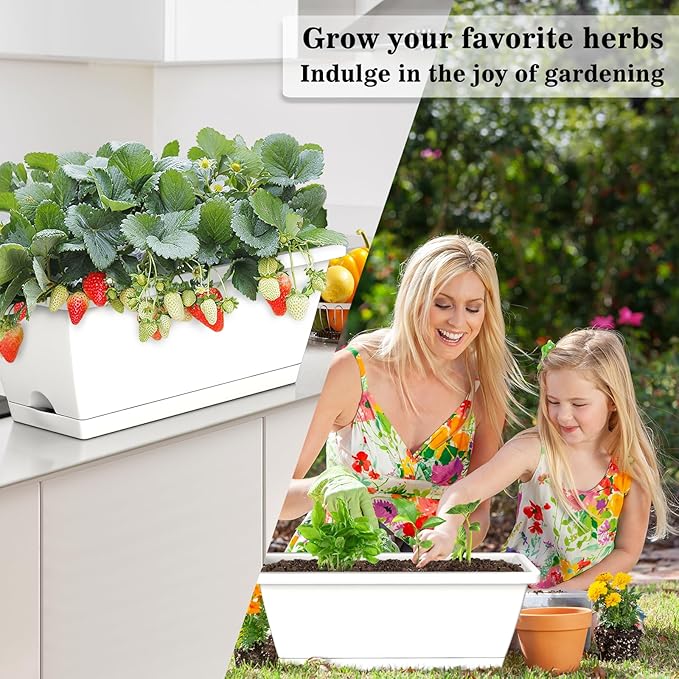 8pcs Rectangle Window Boxes Planters, 17 Inches Long Window Sill Planter Box - Image 3
