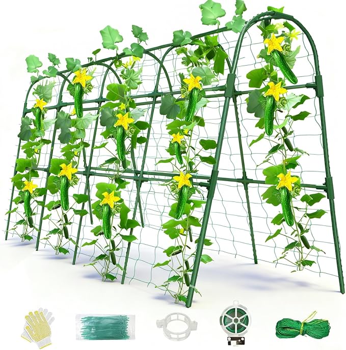 Cucumber Trellis for Raised Bed, U-Shape Garden Arch Metal Support for Climbing by Laodier