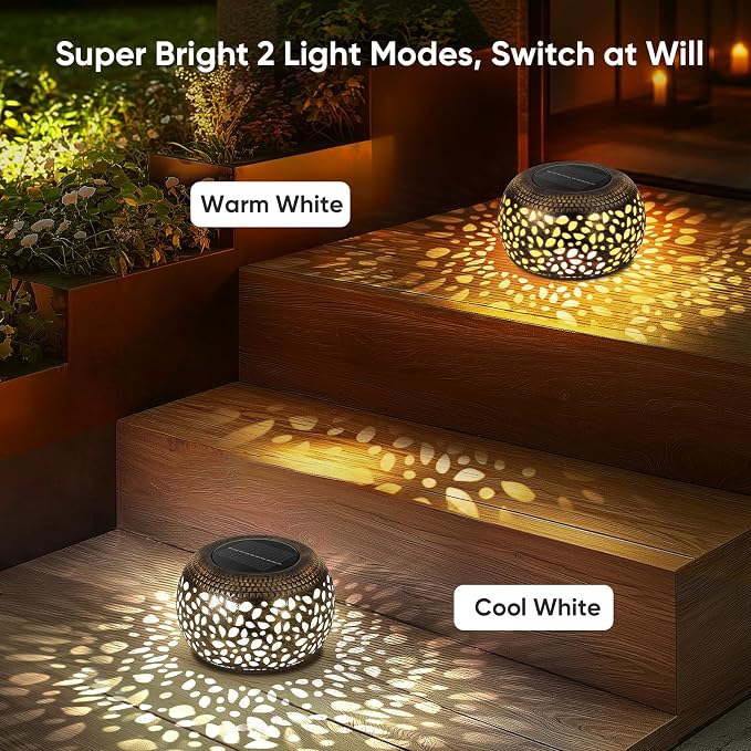 Solar Lantern Outdoor Patio Decor: 4 Pack Solar Lanterns Outdoor Waterproof - Image 3