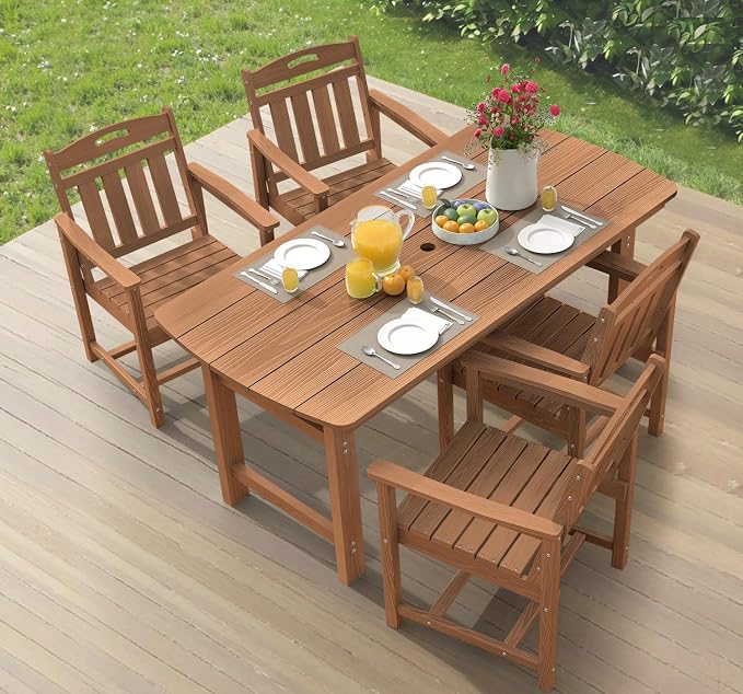 Ciokea HDPE Outdoor Dining Set, 5-Piece Patio Table and Chairs Set by CIOKEA