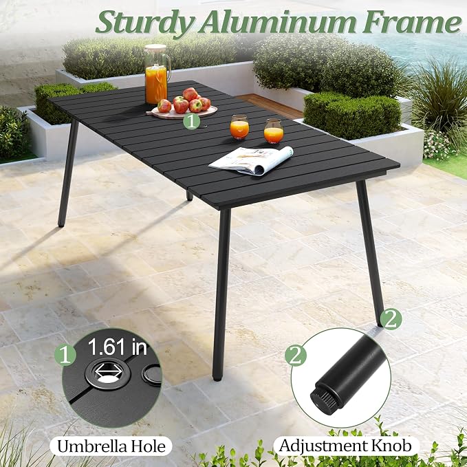 70" Patio Outdoor Dining Table for 6, Weather-Resistant Aluminum Frame - Image 6