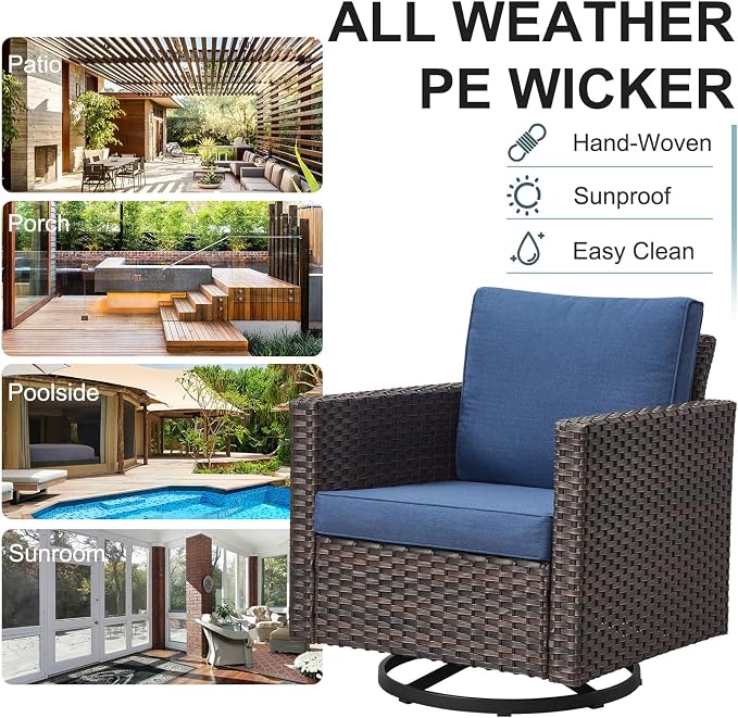 Belord 6 Piece Outdoor Furniture Patio Wicker Sofa Set, Oversize Outdoor Swivel - Image 7
