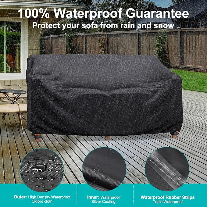 Patio Sofa Cover Waterproof, Heavy Duty 2-Seater Outdoor Couch Cover Patio - Image 5