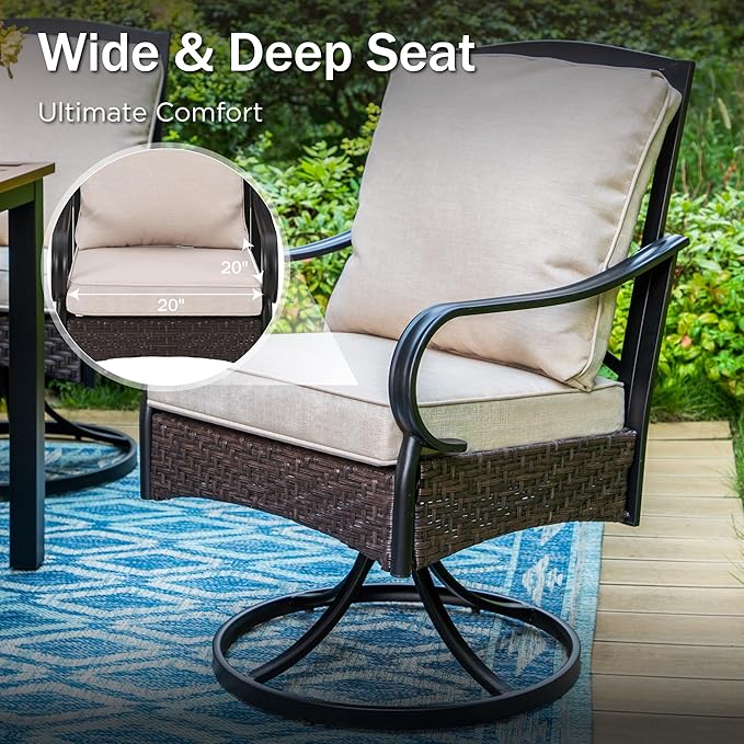PHI VILLA Outdoor Dining Set for 6, All-Weather Patio Table and Chairs Set - Image 4