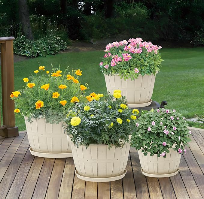 Quarut 14 Inch Plastic-Flower-Pot-for-Indoor-Plants, 4 Pack Large Outdoor - Image 5