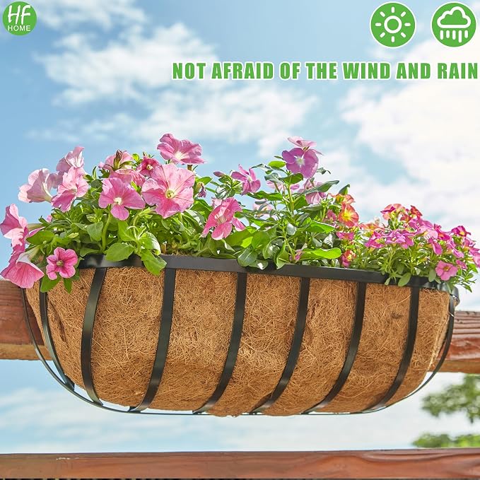 HFHOME 4 Pcs 24" Window Box Deck Railing Planter - Image 6