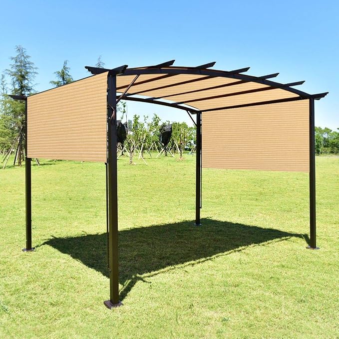 Eden's Decor Straight Flat-Edged Sun Shade Sail Rectangular 7' x 20' Beige - Image 5
