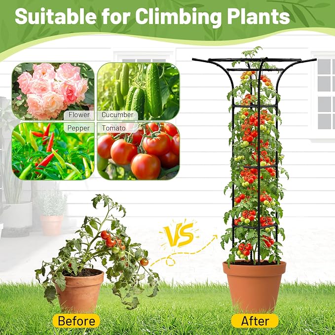 Garden Trellis for Climbing Plants Outdoor, 65 Inch Mushroom Top Trellis for - Image 2