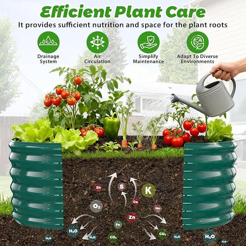17" Tall Outdoor Garden Raised Garden Bed Kits, 4ft X 2ft Oval, 0.8MM Thick - Image 2