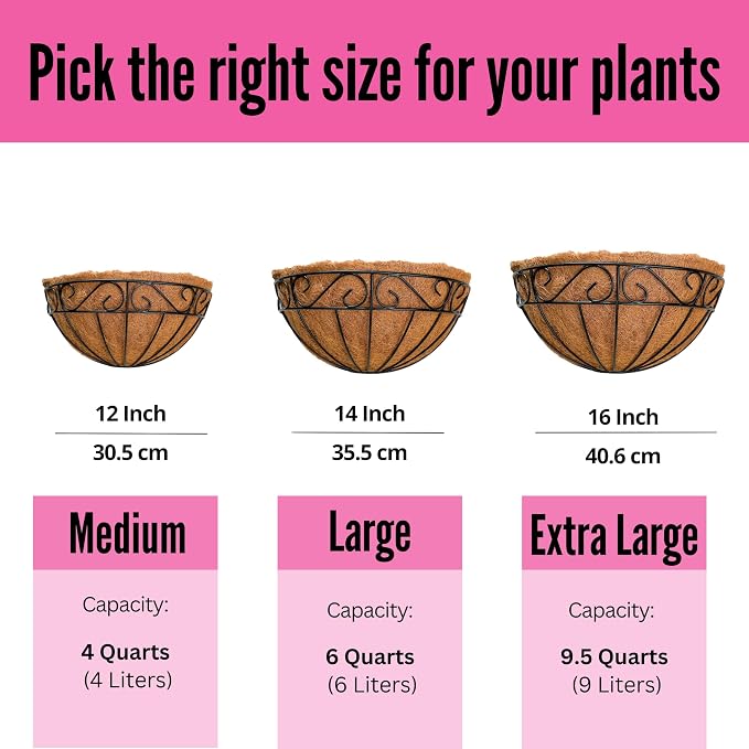 LaLaGreen Wall Hanging Planters, 6 Pack, 12 Inch Balcony Flower Baskets - Image 4