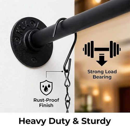 2 Pack Black Metal Pipe Plant Hanger Indoor - Image 2