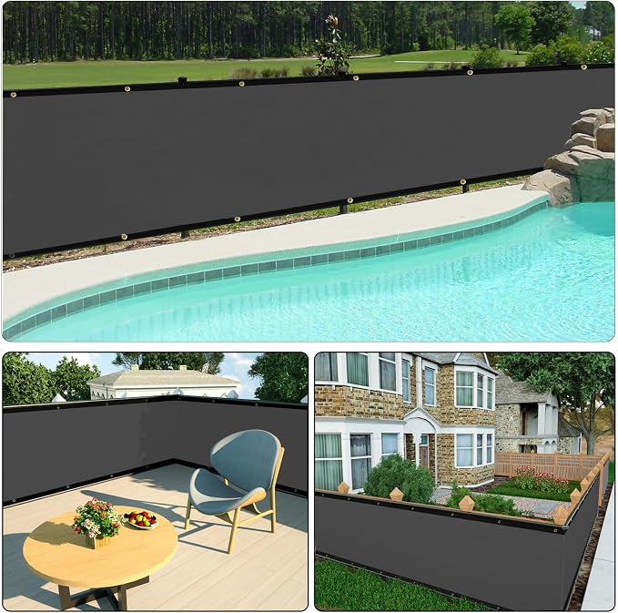 UPGRADE Privacy Fence Screen 4'x24' Dark Grey Outdoor 90% Visibility Blockage - Image 6