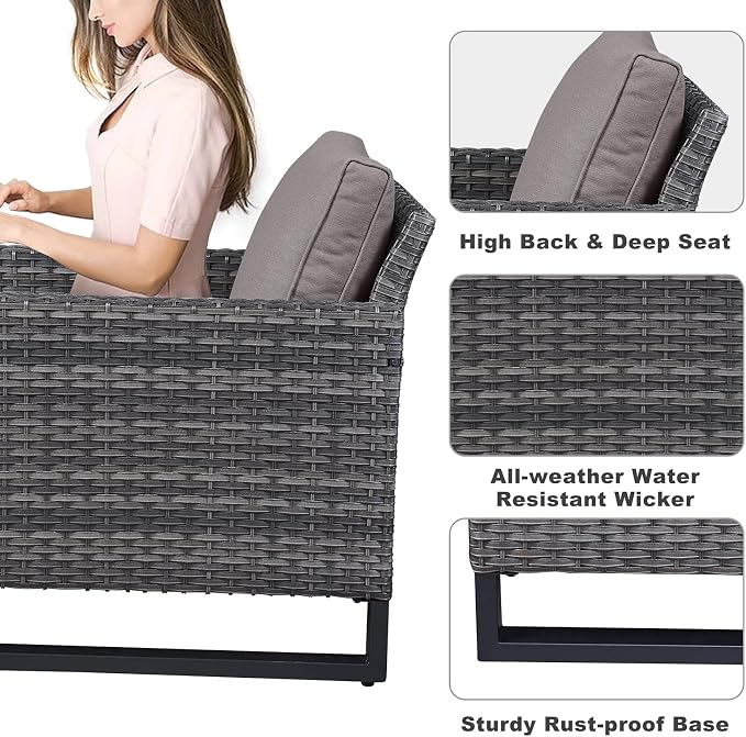 Belord 7 Piece Outdoor Furniture Patio Wicker Sofa Set, Oversize Outdoor Dining - Image 6