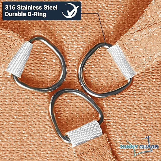 SUNNY GUARD Custom Size 14'x14' Peach Fuzz Sun Shade Sail Rectangle UV Block - Image 6