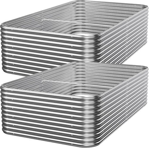 2 PCS Tall 8x4x1.5ft Galvanized Raised Garden Bed Outdoor, Metal Garden Bed by Mostmahes