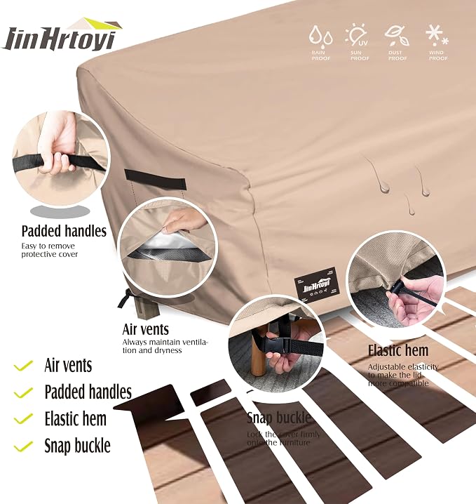 3-Seater Outdoor Couch Cover, 79Wx38Dx35H inches Outdoor Furniture Covers - Image 4