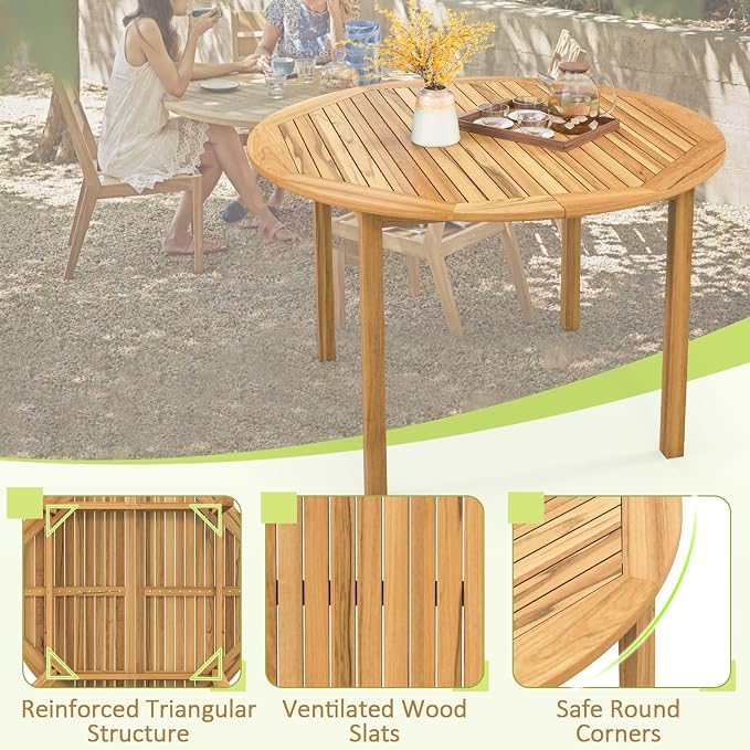 Tangkula 44" Round Outdoor Dining Table - Image 5
