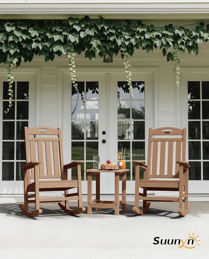 Oversized Outdoor Rocking Chairs Set of 4, High Back Porch Rocker Chair - Image 2