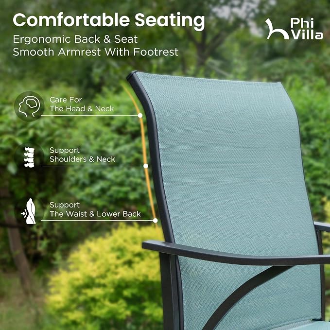 PHI VILLA Outdoor Bar Stools Set of 6, Swivel Patio Bar Stools & Chairs - Image 6