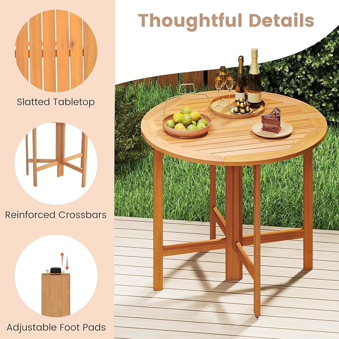 Tangkula 2 Pieces 36 Inches Outdoor Folding Round Dining Table, No Assembly - Image 8
