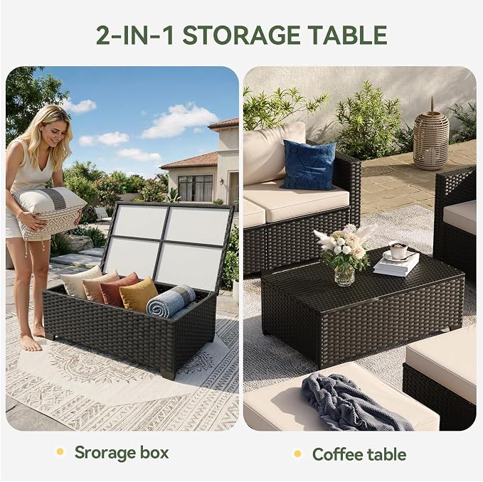 Aoxun 7 Piece Outdoor Patio Furniture Set 6 Seats, Outdoor Sectional - Image 4