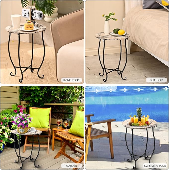 Patio Side Table, Versatile 14" Round Side Table - Image 6